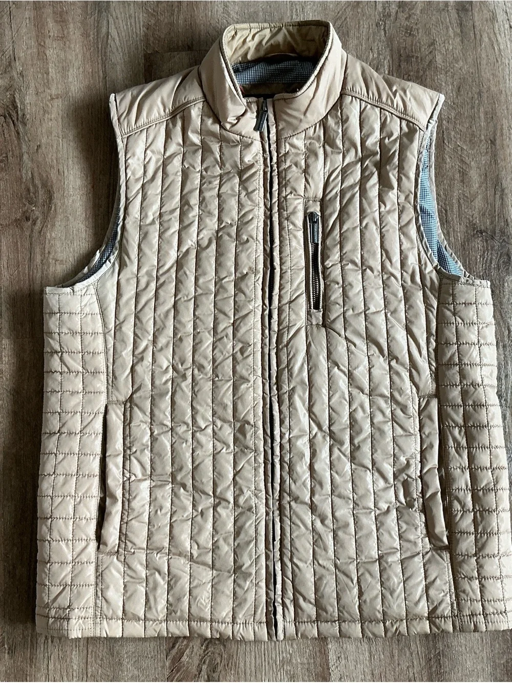 Johnston & Murphy Vest Men's Size Medium Tan Quilted Outerwear Casual Classic